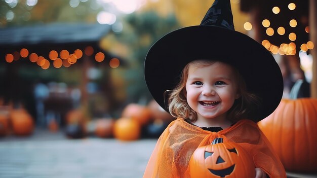 ハロウィーンの衣装を着たかわいい白い子供