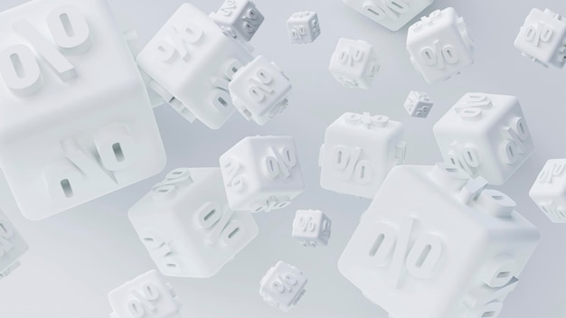 Cute white discount background cubes 3D background with percentages for your sale