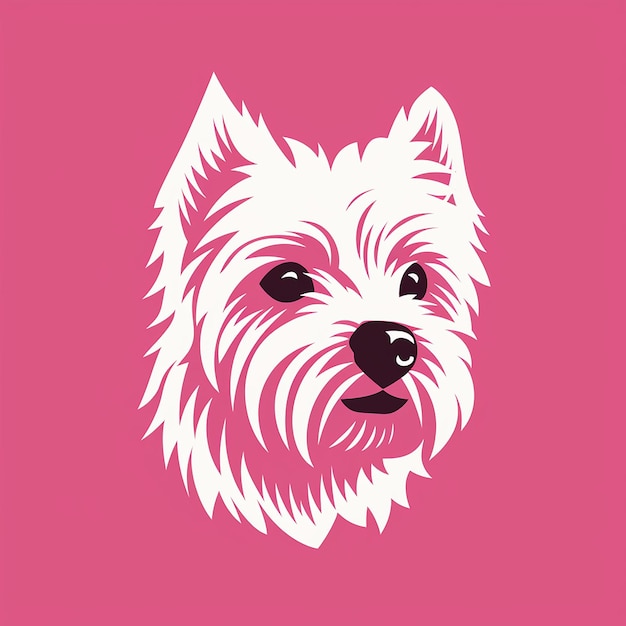 Cute White Dog on Pink Background