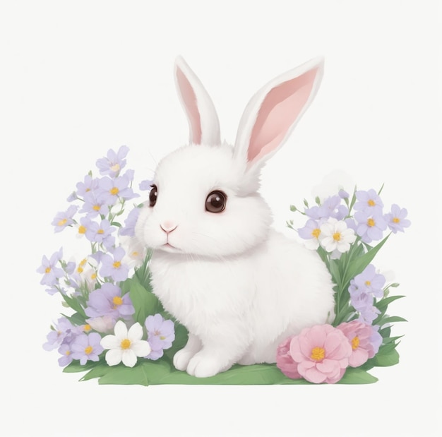 Cute white little rabbit generative ai