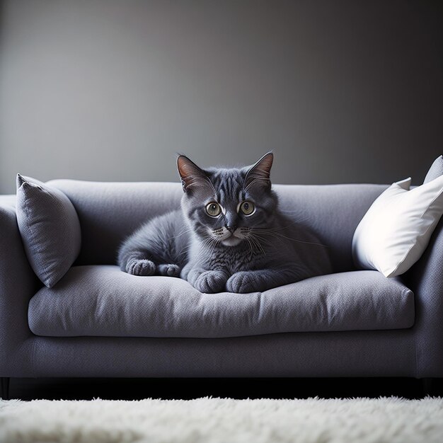 Foto carino gatto bianco maine coon a casa ai generato