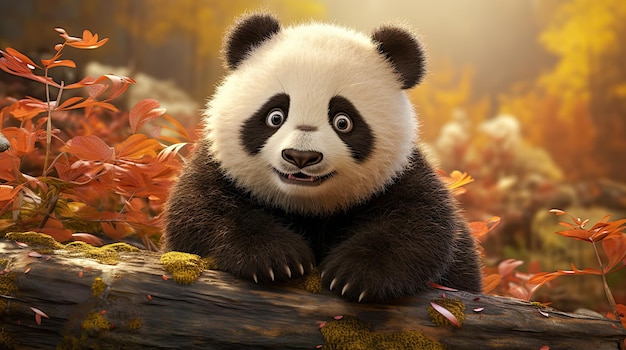 Cute white Panda in forest