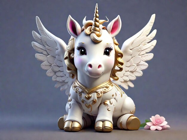 cute white unicorn toddler with wings