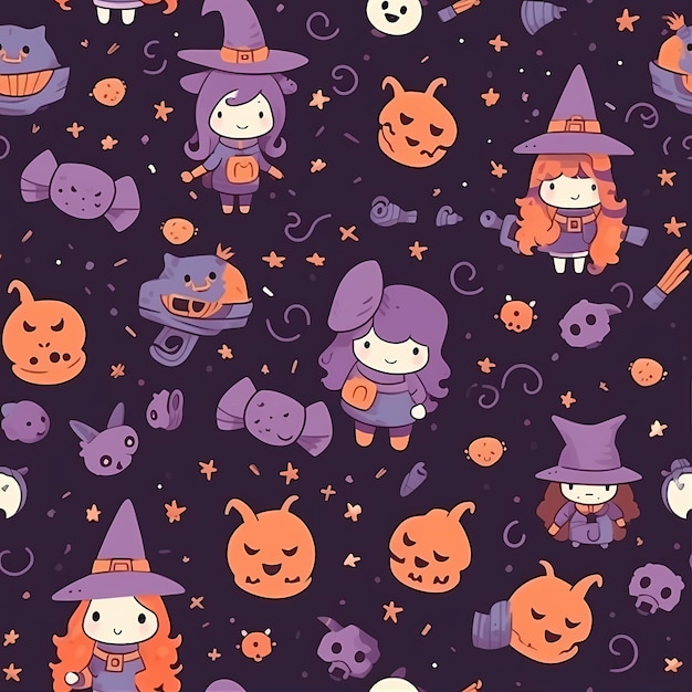 Photo cute witch pattern