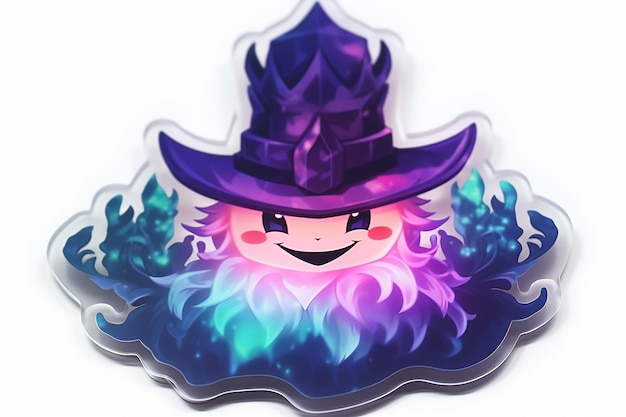 cute wizard snow ball cartoon character sticker