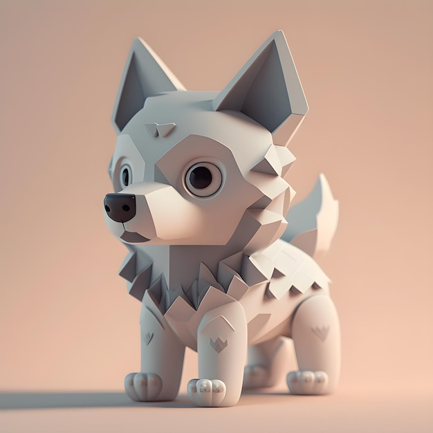 Cute wolf character design generative ai