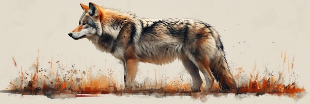 可愛いオオカミの水彩画