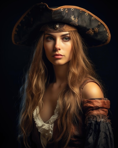 Cute woman dressed like a pirate