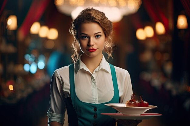 Cute woman waiter