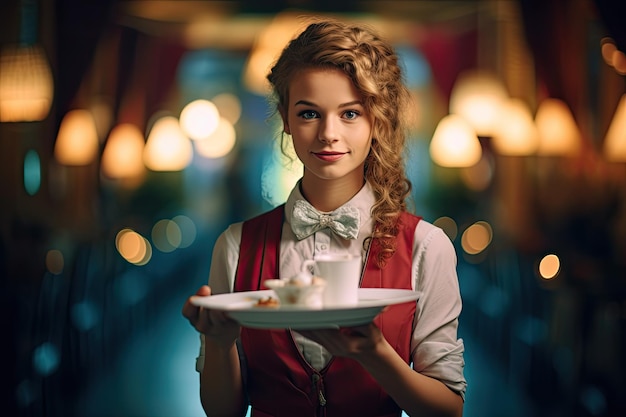 Cute woman waiter