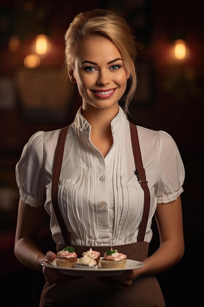 Photo cute woman waiter