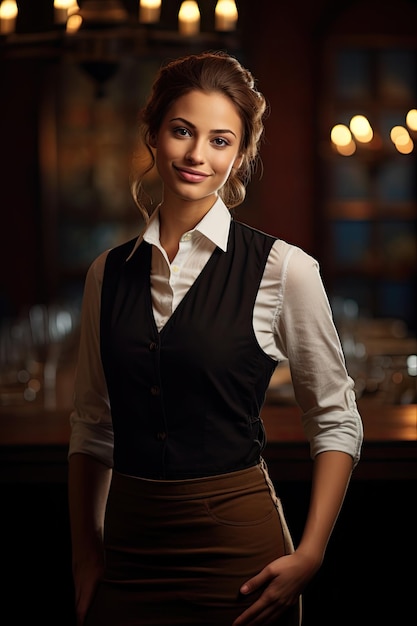 Cute woman waiter