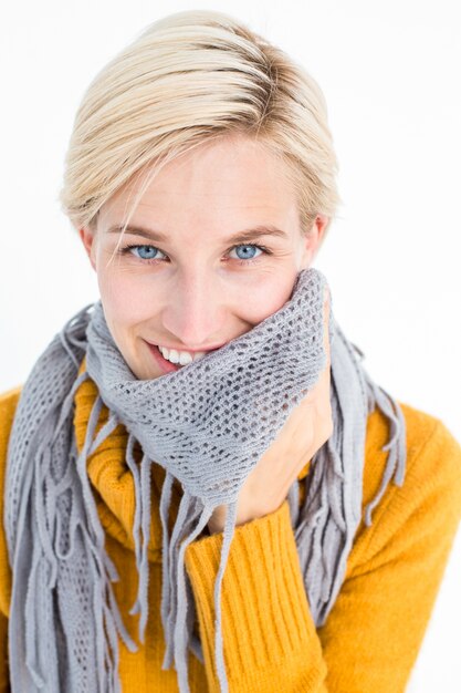 Cute woman wearing her scarf