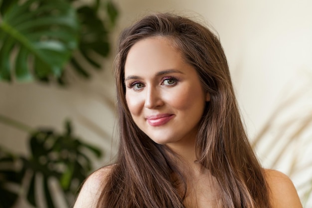 Cute woman with brown hair portrait