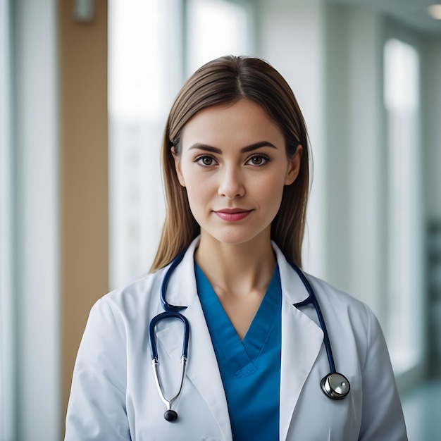 A cute women doctor at hospital wth stethoscope