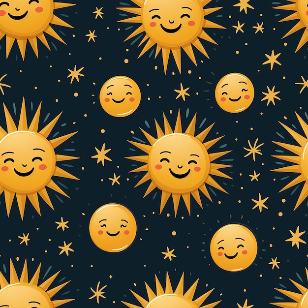 Photo cute yellow childish sun pattern