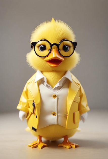 Cute yellow duckling for branding my fassion brand with round spectacles