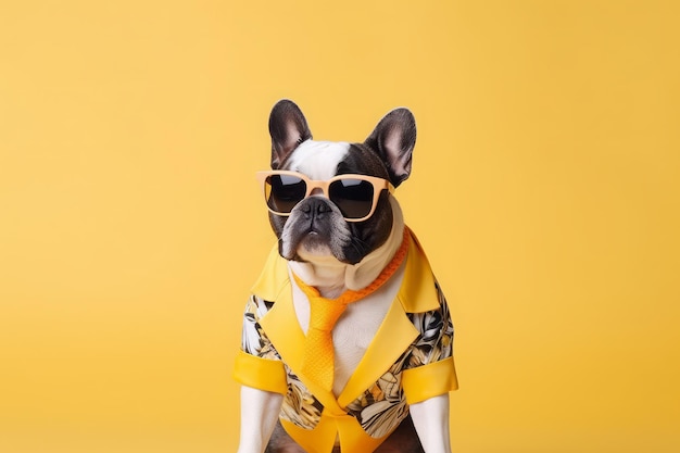 Cute yellow french bulldog Canine portrait Generate Ai