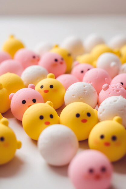 Cute yellow white and pink rubber boos