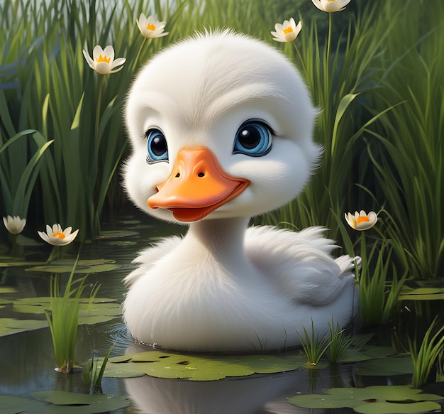 Photo cute young duckling