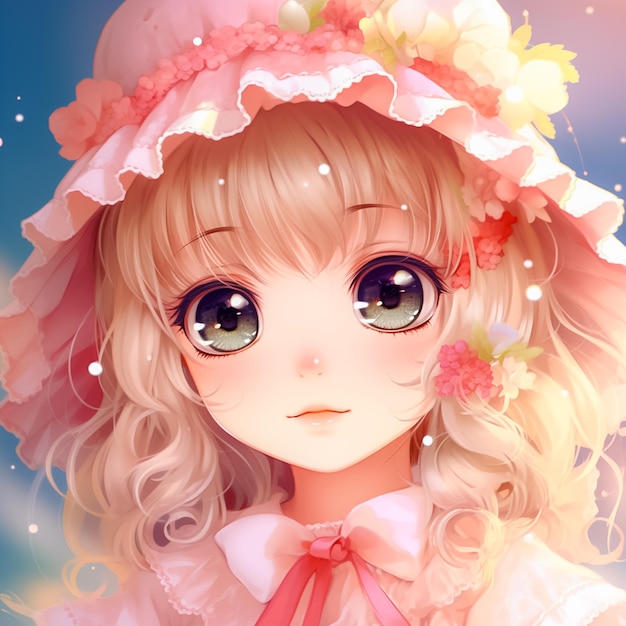 Милая молодая девушка с розовыми волосами мультяшная иллюстрация Прекрасный аниме стиль Ai создан