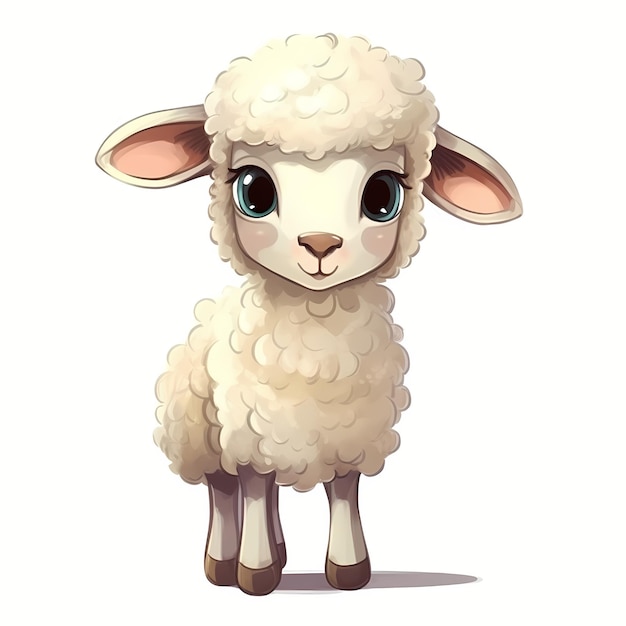 Cute young sheep lamb isolated on white background Generative Ai