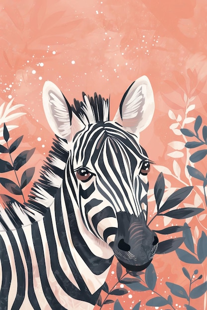 Photo cute zebra with nature background children illustration