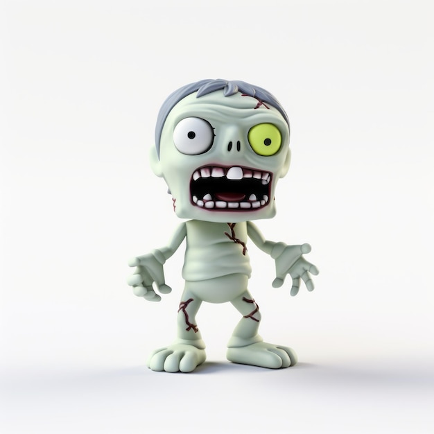 Cute Zombie 3d Logo Miniature Volumetric Lighting Figure With Exaggerated Facial Expressions