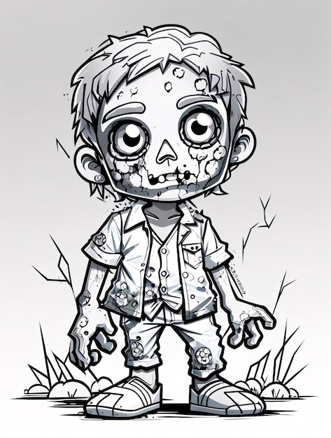 Halloween, Kawaii Zombie Coloring Page Gráfico por Digital Delicacy ·  Creative Fabrica