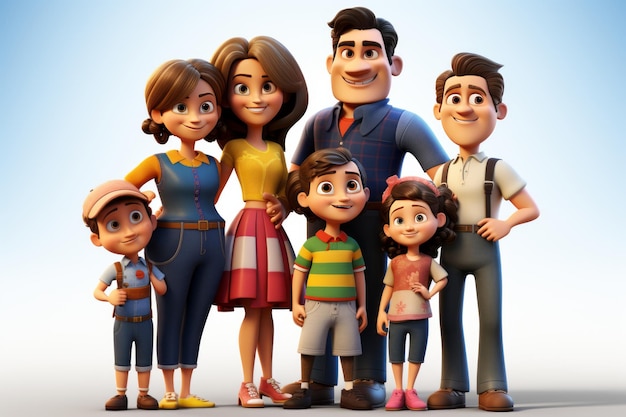 Foto cuteness overload caratteri animati 3d di una famiglia colombiana