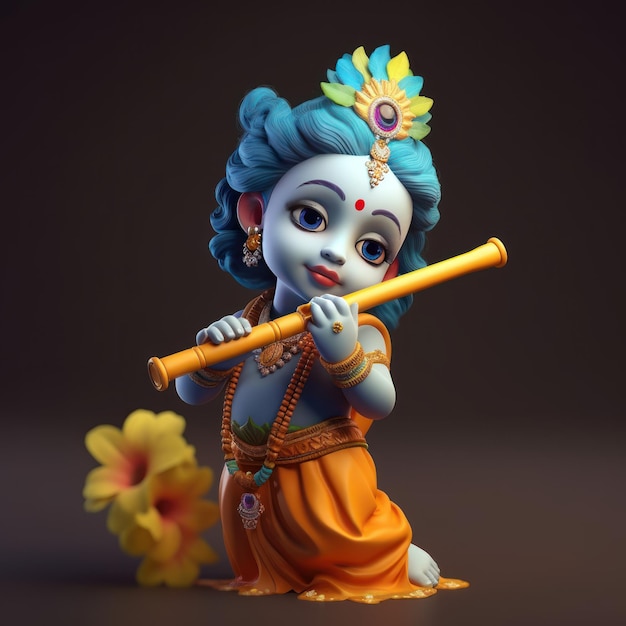 Cutest 3d little krishna generative AI