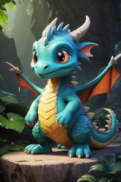 Photo the cutest dragon character high definition