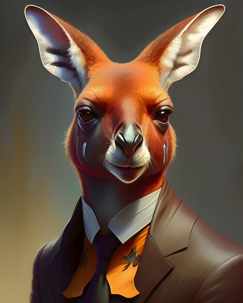 cutest kangaroo in a jacket. Australian animal portrait. kangaroo man