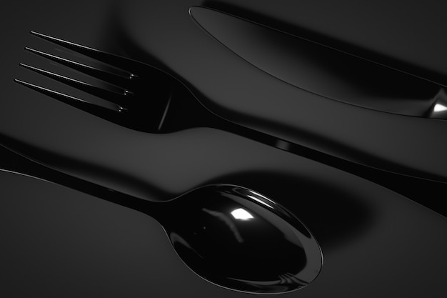 Cutlery close up. Fork spoon and knife