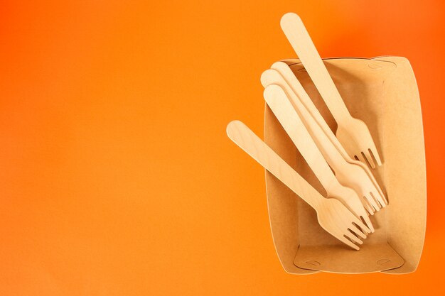 cutlery craft set wooden eco friendly forks, plates, biodegradable materials