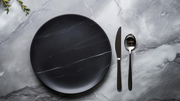 Cutlery Served table with marble texture