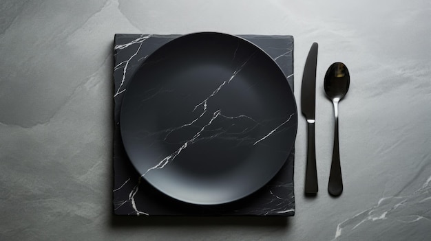 Cutlery Served table with marble texture