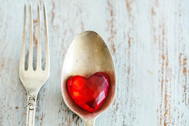 Cutlery set with Fork and knife with decorative heart