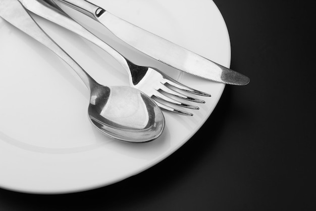 Cutlery with a plate