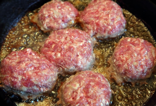 Cutlets are fried in pan