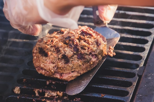 Cutlets from minced meat roasted on the grill