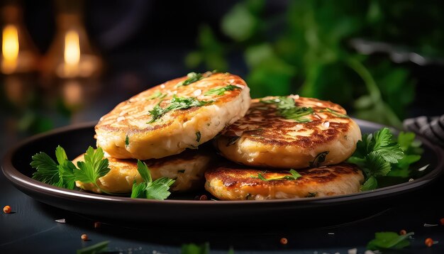 Cutlets with herbs on a plate