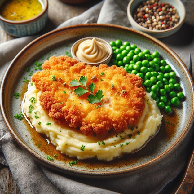 Foto cotolette con purè di patate