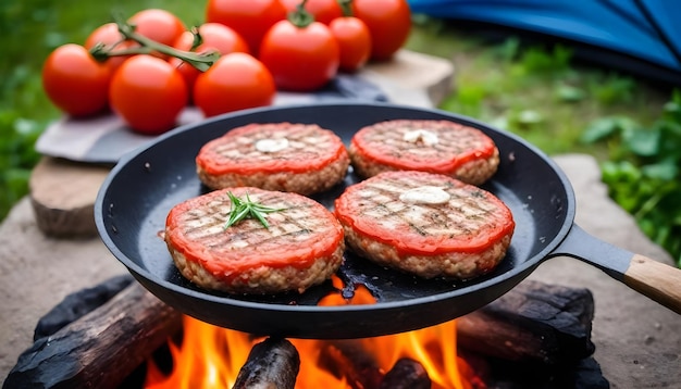 Cutlets with tomatoes and garlic