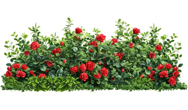 Cutout flowerbed Plants and red flowers