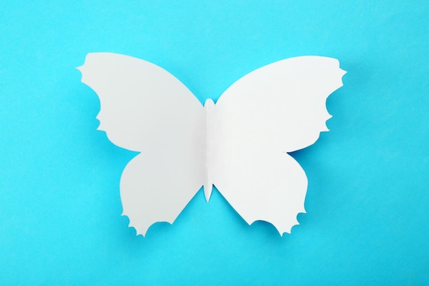 Photo cutout paper butterfly as greeting card