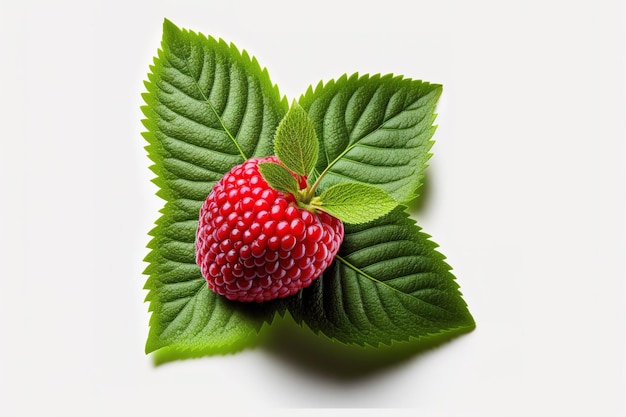 Cutout of a sweet raspberry isolated on a white backdrop