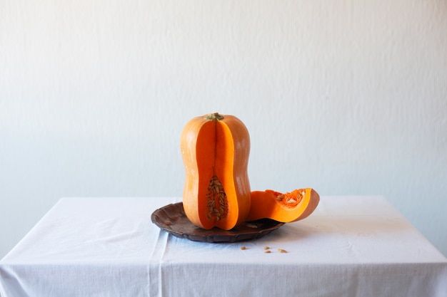 Cutted pumpkin on a white background