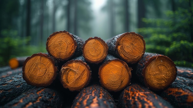 Cutted trees in forest