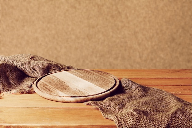 cutting board on sackcloth